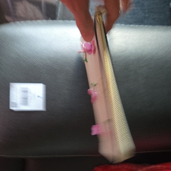 Kate Spade Cream Lucy Wristlet with Pink Floral 3D Accents - Picture 7 of 9